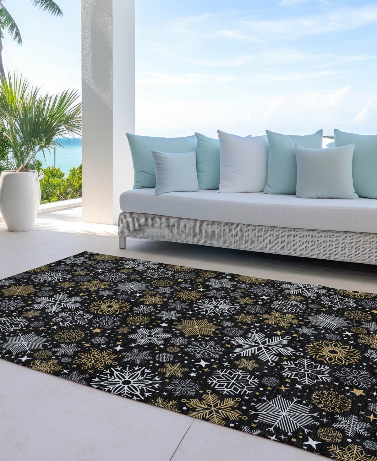 Addison Holiday Washable Indoor/outdoor Acn1823 2'6"x3'10" Area Rug In Black