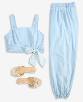 Women's Chambray Front-Tie Top & Pull-On Pants, Macy's Exclusive