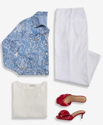 Women's Denim Jacquard Trucker Jacket, Macy's Exclusive