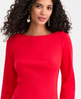 Women's Knit Boat-Neck Bell-Sleeve Top, Macy's Exclusive