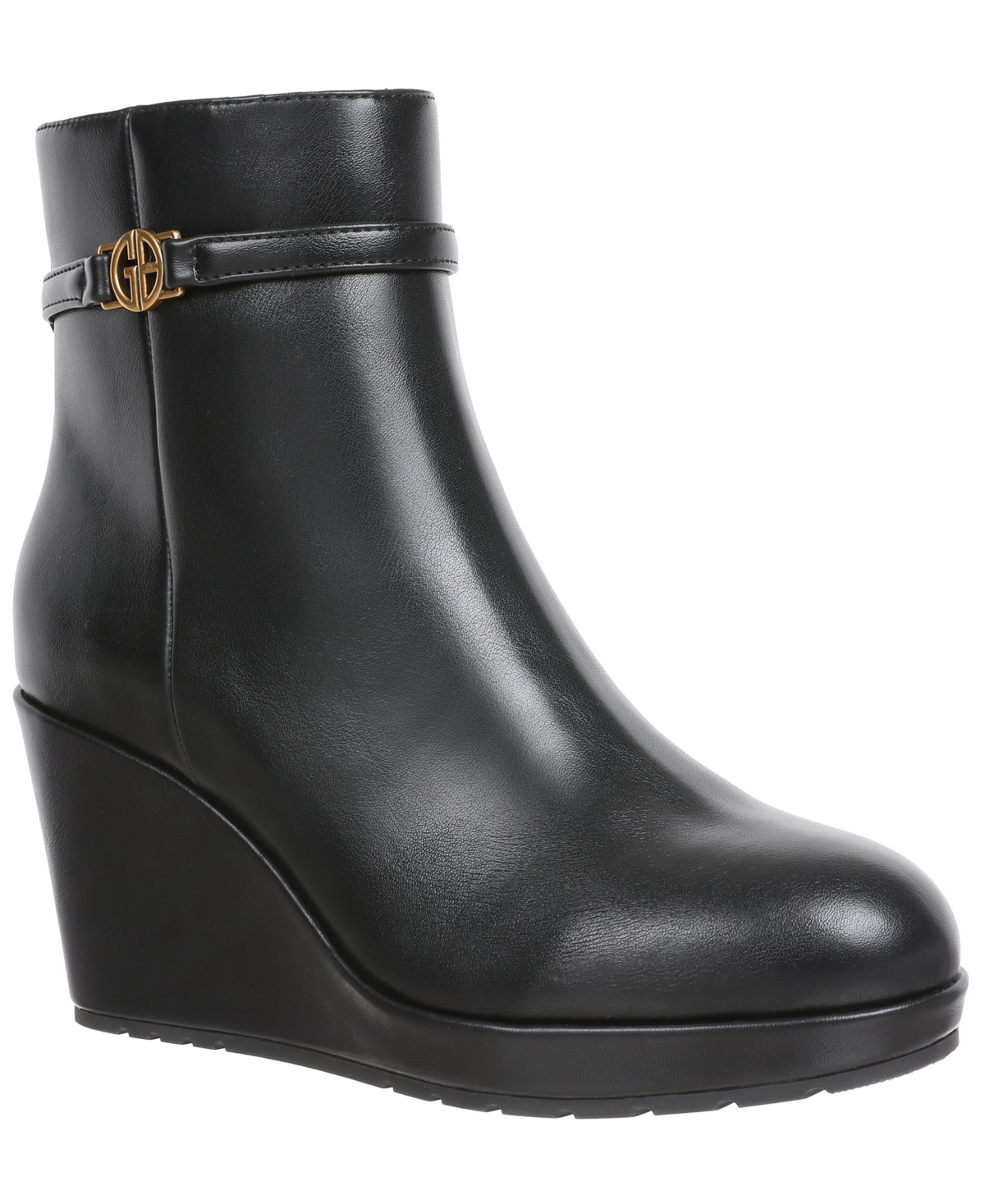 Giani Bernini Women's Glenaa Round Toe Wedge Booties, Macy's Exclusive In Black