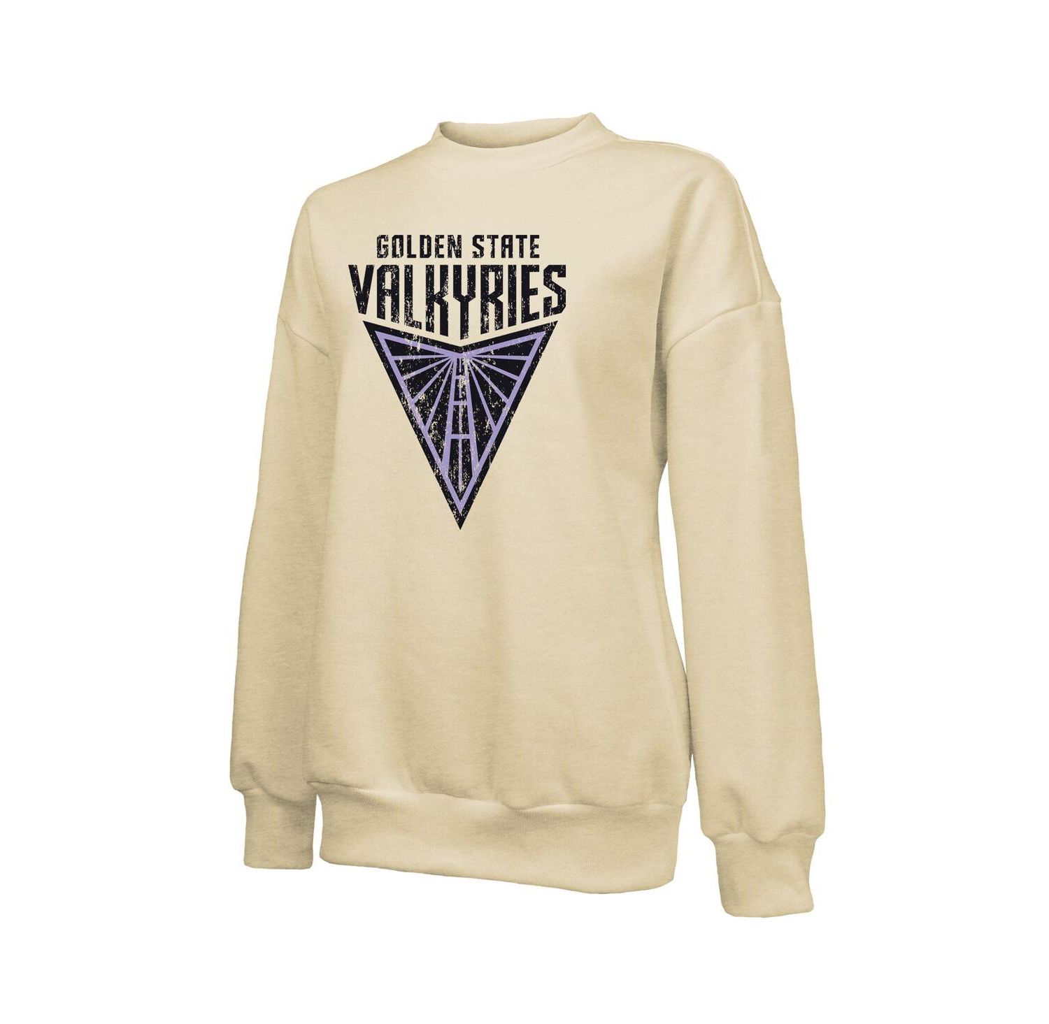 Women's Cream Golden State Valkyries Primary Logo Drop Shoulder Tri-Blend Pullover Sweatshirt