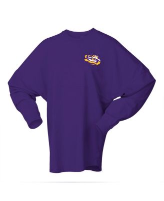Women's Purple LSU Tigers Oversized Preppy Long Sleeve T-Shirt