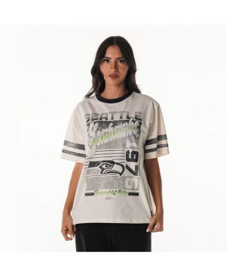 Women's Cream Seattle Seahawks Vintage Drop Shoulder Oversized Boyfriend T-Shirt