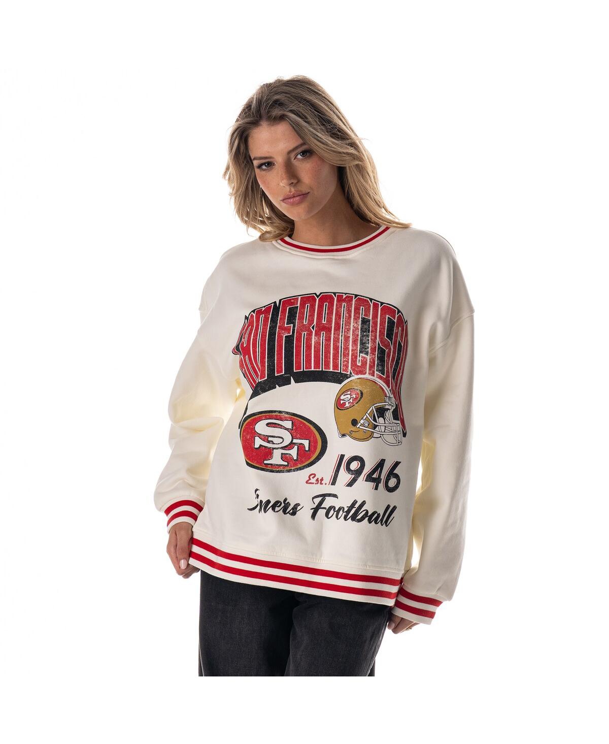 The Wild Collective Women's Cream San Francisco 49ers Oversized Vintage French Terry Sweatshirt In White