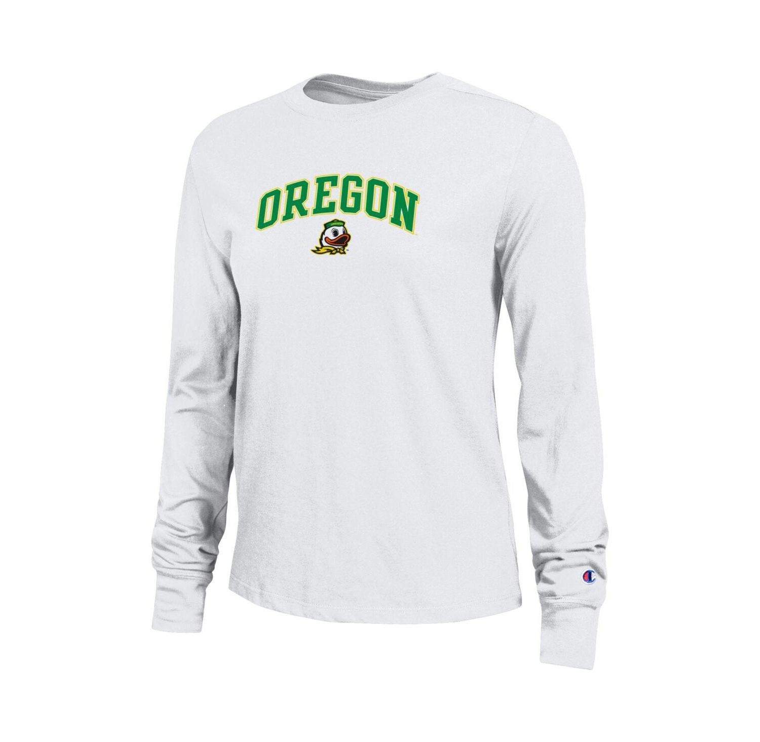 Women's White Oregon Ducks Arch Over Logo Long Sleeve T-Shirt