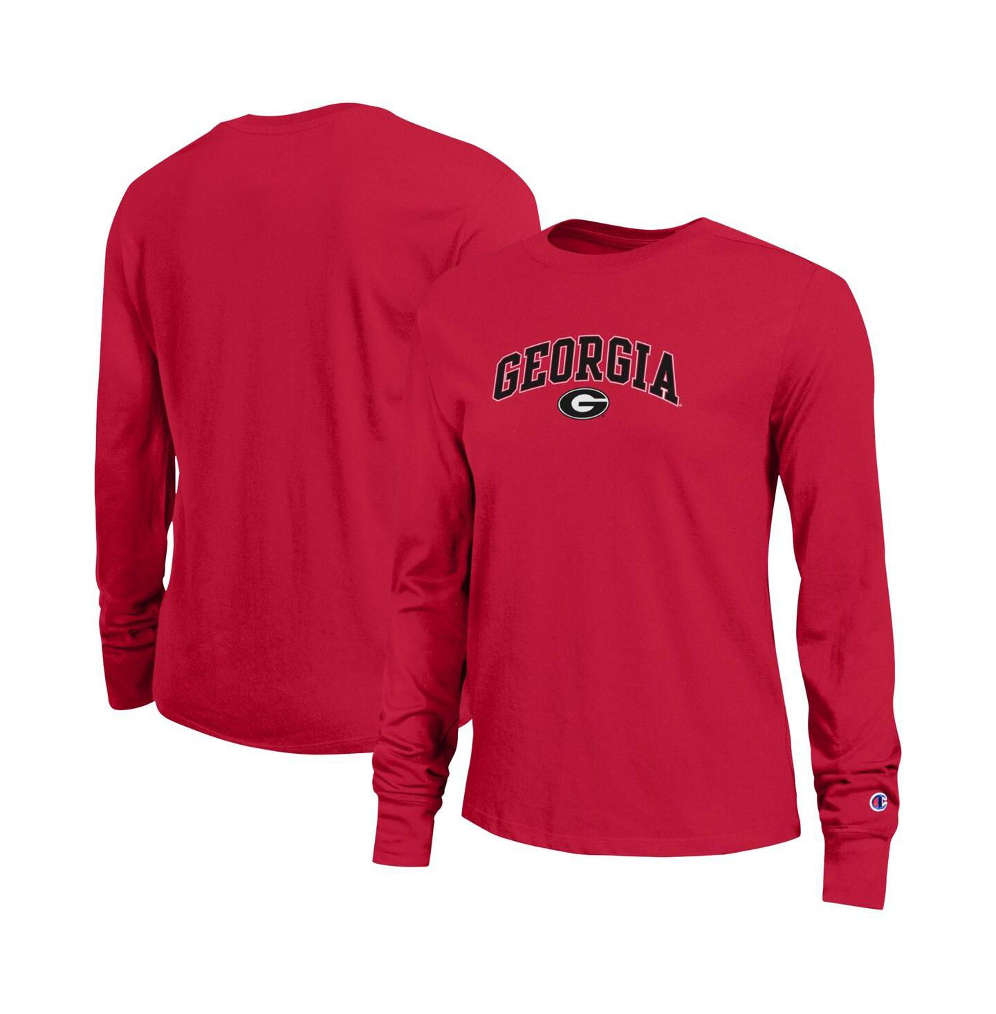 Женская футболка Champion Red Georgia Bulldogs Arch Over Logo Long Sleeve — фото 1