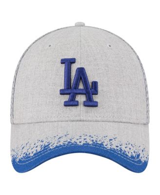 Men's Gray Los Angeles Dodgers Visor Paint Splatter 39THIRTY Flex Hat