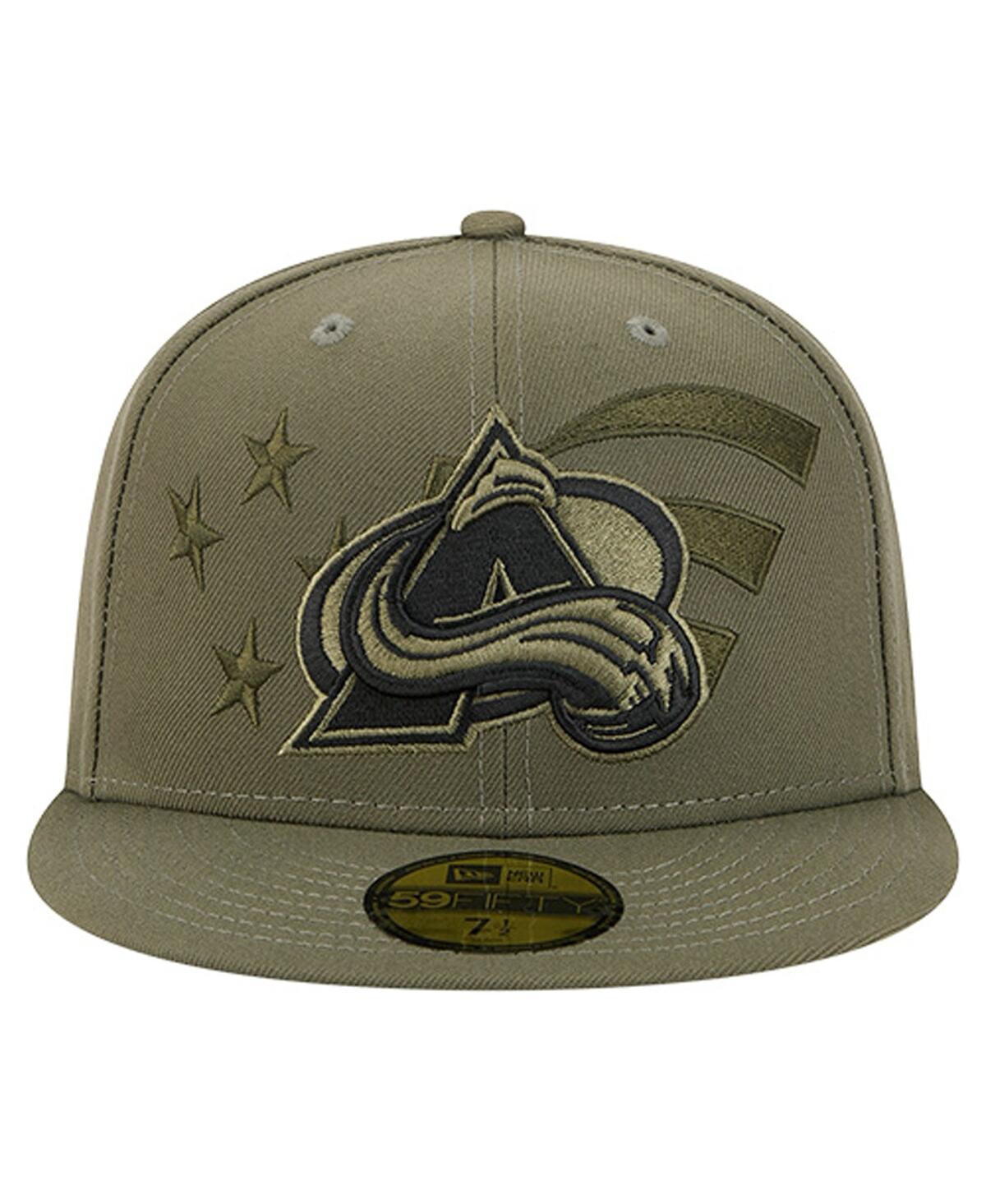 New Era Men's Olive Colorado Avalanche Military Appreciation Flag 59fifty Fitted Hat In Green