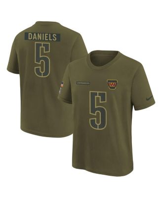 Nike - Big Boys and Girls Jayden Daniels Olive Washington Commanders 2025 Salute to Service Name Number T-shirt