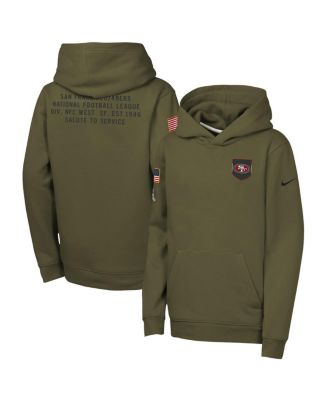 Nike - Big Boys and Girls Olive San Francisco 49ers 2025 Salute to Service Club Fleece Hoodie