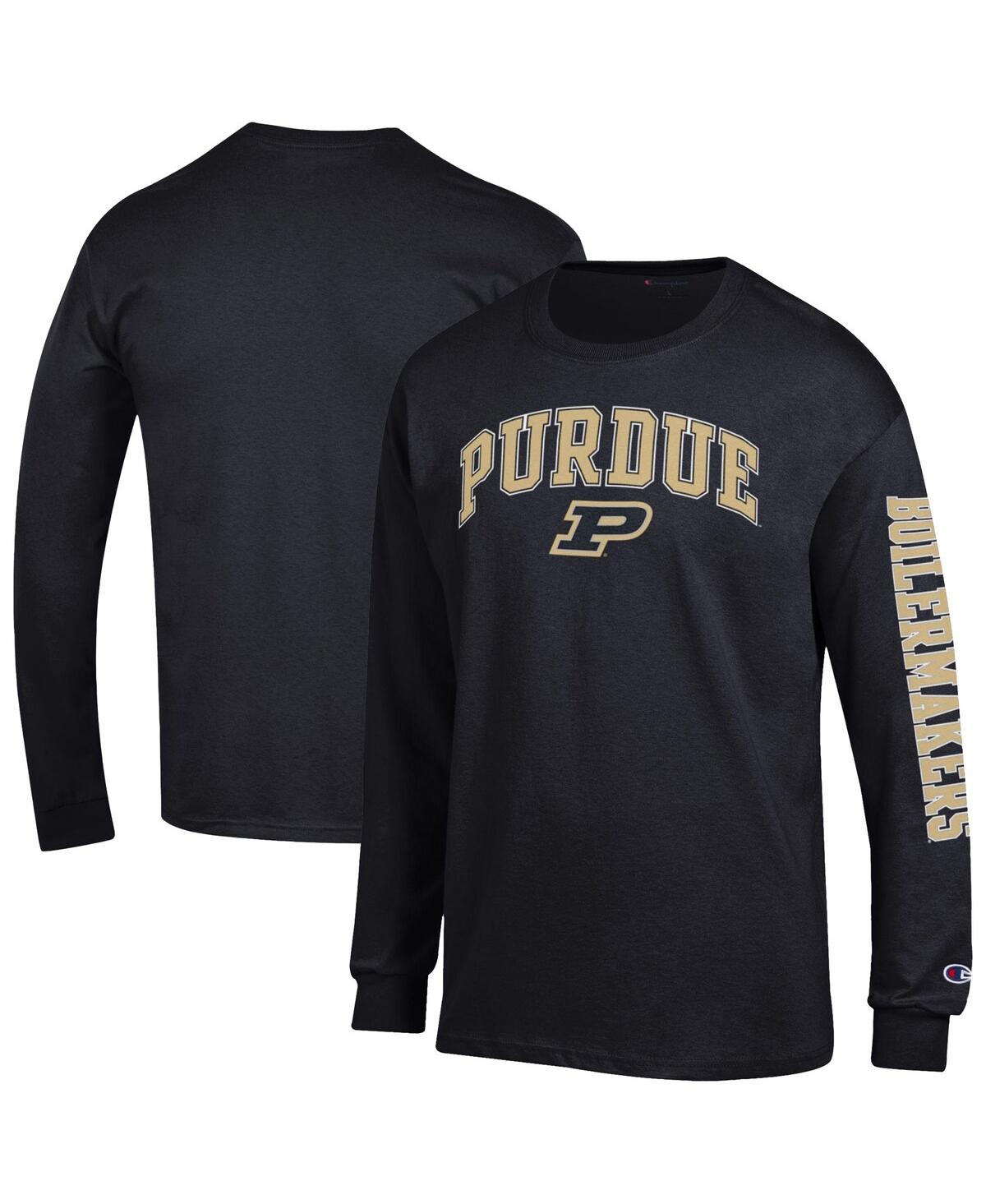 Champion Men's Black Purdue Boilermakers Arch Over Logo 2-Hit Long Sleeve T-Shirt - Black