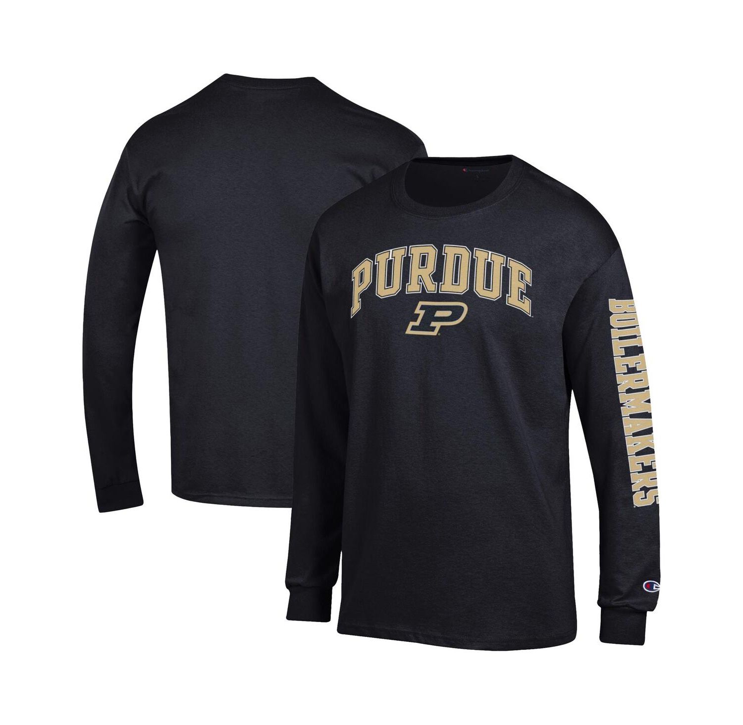 Men's Black Purdue Boilermakers Arch Over Logo 2-Hit Long Sleeve T-Shirt