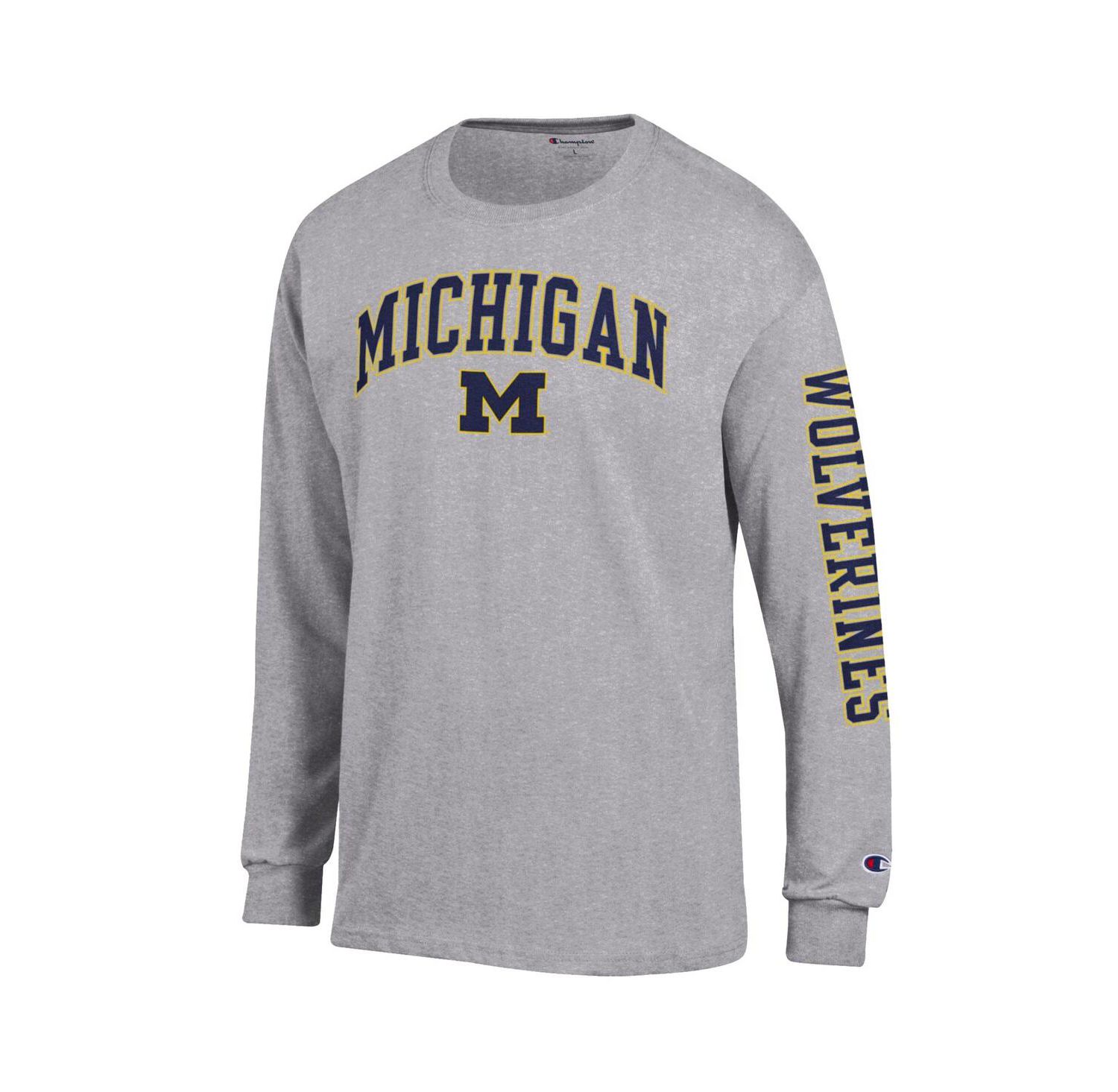 Men's Maize Michigan Wolverines Arch Over Logo 2-Hit Long Sleeve T-Shirt