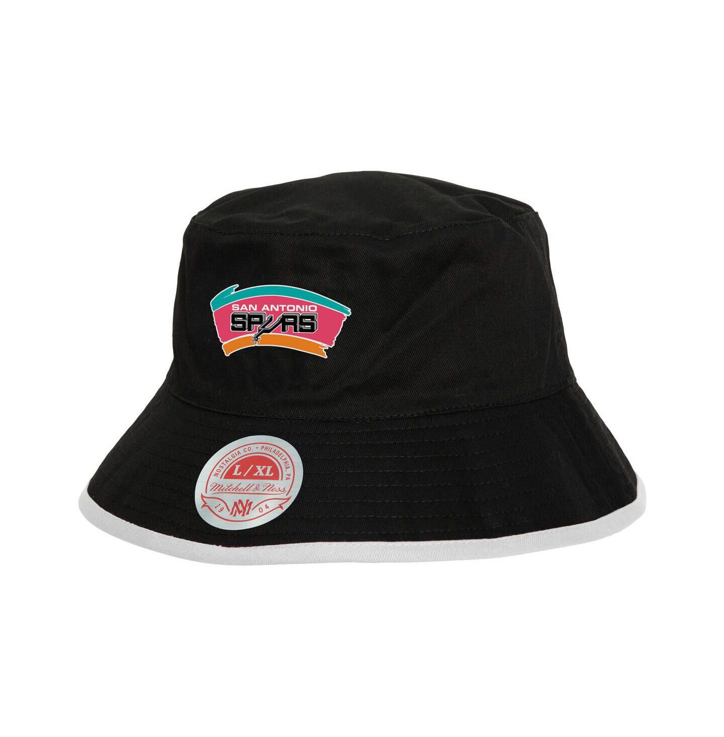 Мужская панама Mitchell & Ness Gray/Black San Antonio Spurs Flip It Reversible Bucket Hat — фото 2