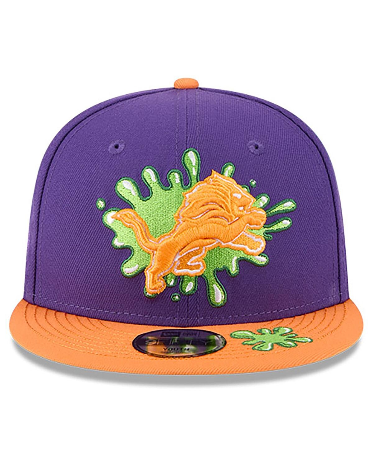 New Era Big Boys and Girls Purple/Orange Detroit Lions Nickelodeon Slime 9FIFTY Snapback Hat
