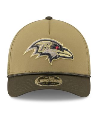 Big Boys and Girls Green/Dark Green Baltimore Ravens 2025 Salute to Service 9FORTY A-Frame Adjustable Hat