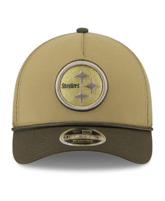 Big Boys and Girls Green/Dark Green Pittsburgh Steelers 2025 Salute to Service 9FORTY A-Frame Adjustable Hat
