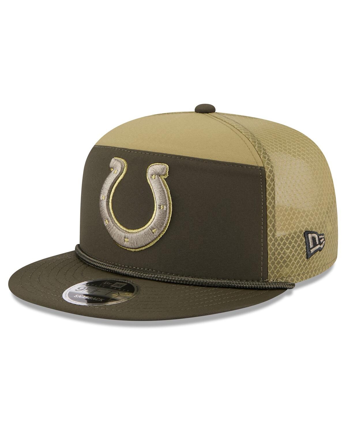 New Era Men's Dark Green Indianapolis Colts 2025 Salute To Service Split Panel 9fifty Snapback Hat In Green