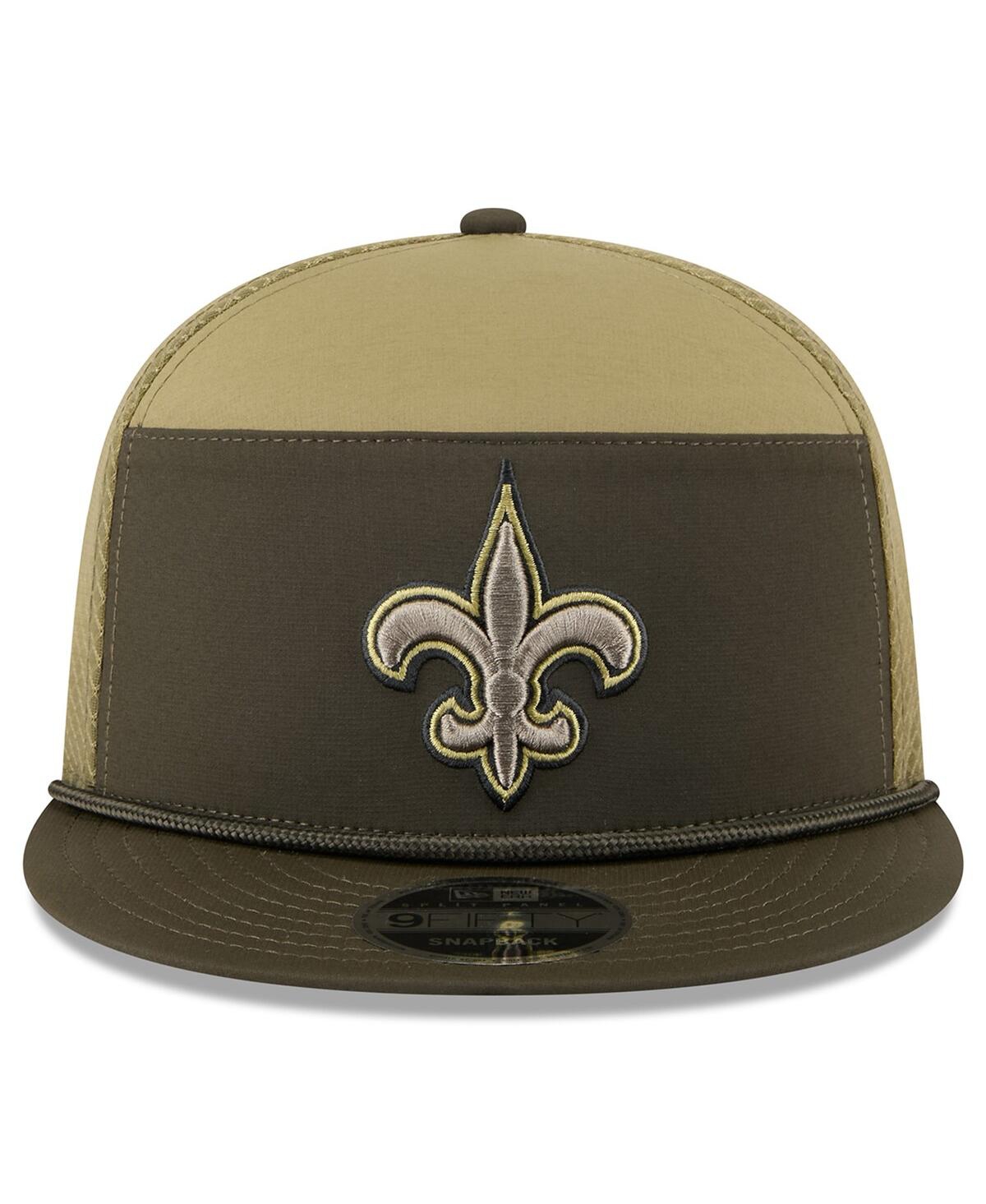 New Era Men's Dark Green New Orleans Saints 2025 Salute To Service Split Panel 9fifty Snapback Hat In Green