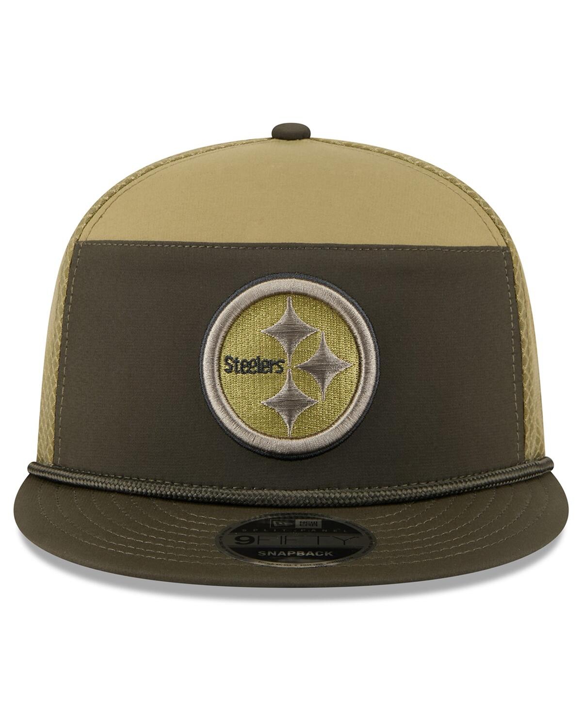 New Era Men's Dark Green Pittsburgh Steelers 2025 Salute To Service Split Panel 9fifty Snapback Hat In Green