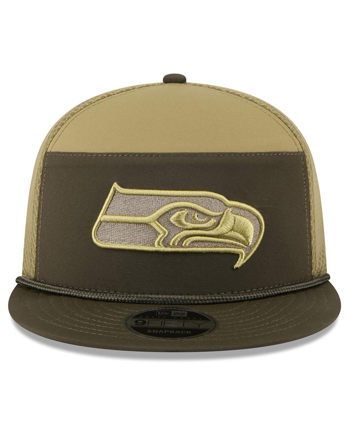 New Era Men's Dark Green Seattle Seahawks 2025 Salute To Service Split Panel 9fifty Snapback Hat In Green