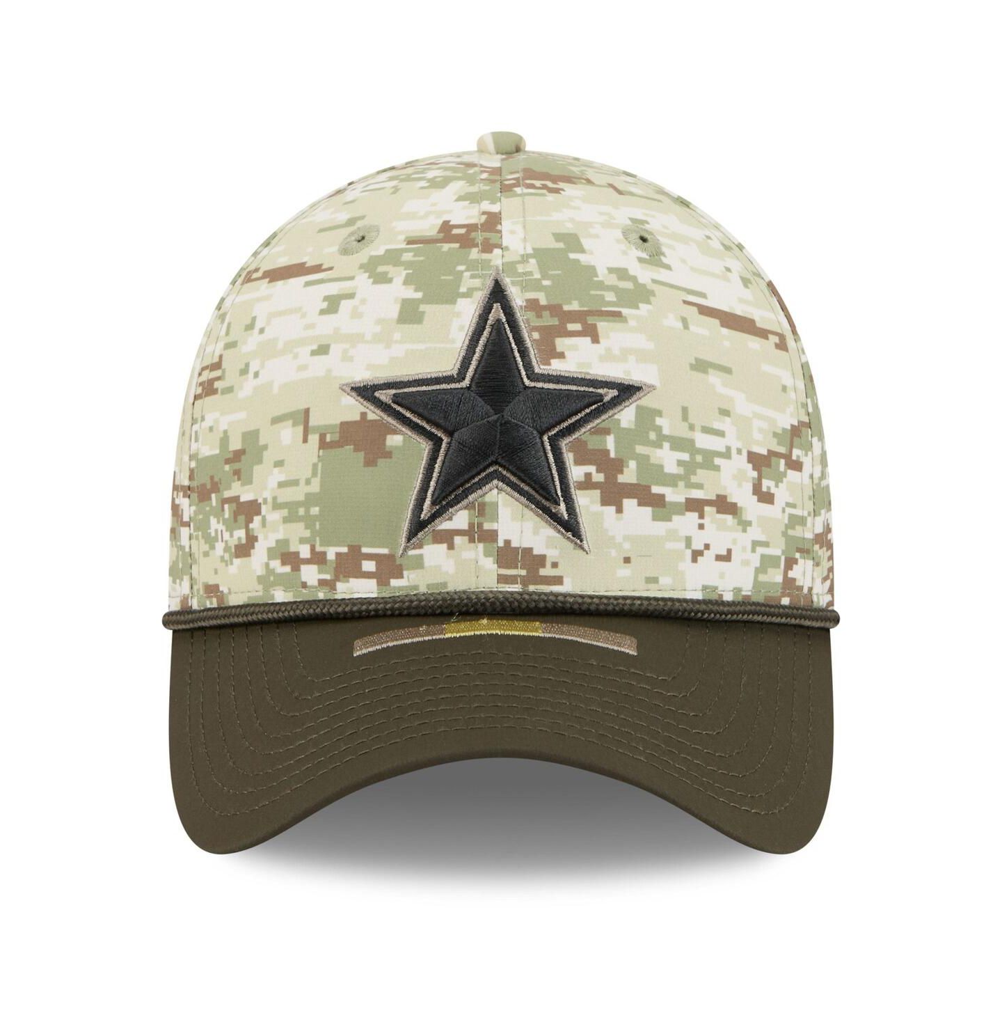 Мужская кепка New Era Camo, Dark Green Dallas Cowboys 2025 Salute to Service 39THIRTY Flex Hat — фото 2