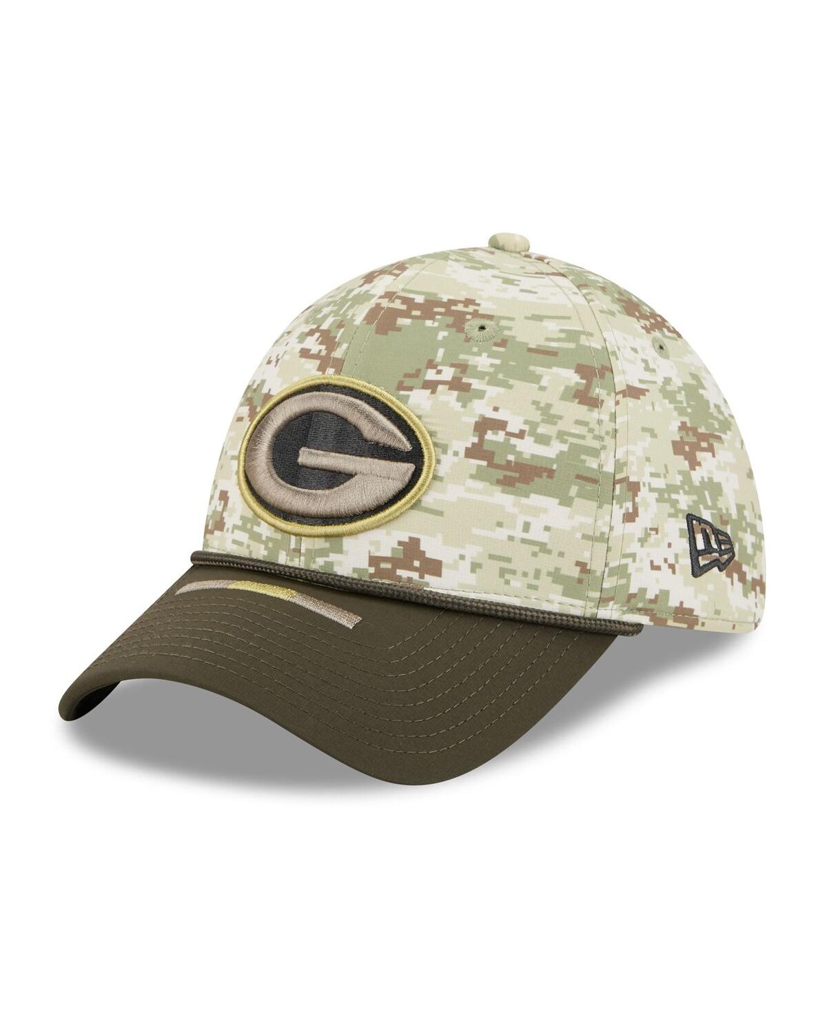 New Era Men's Camo/dark Green/dark Green Green Bay Packers 2025 Salute To Service 39thirty Flex Hat In Green
