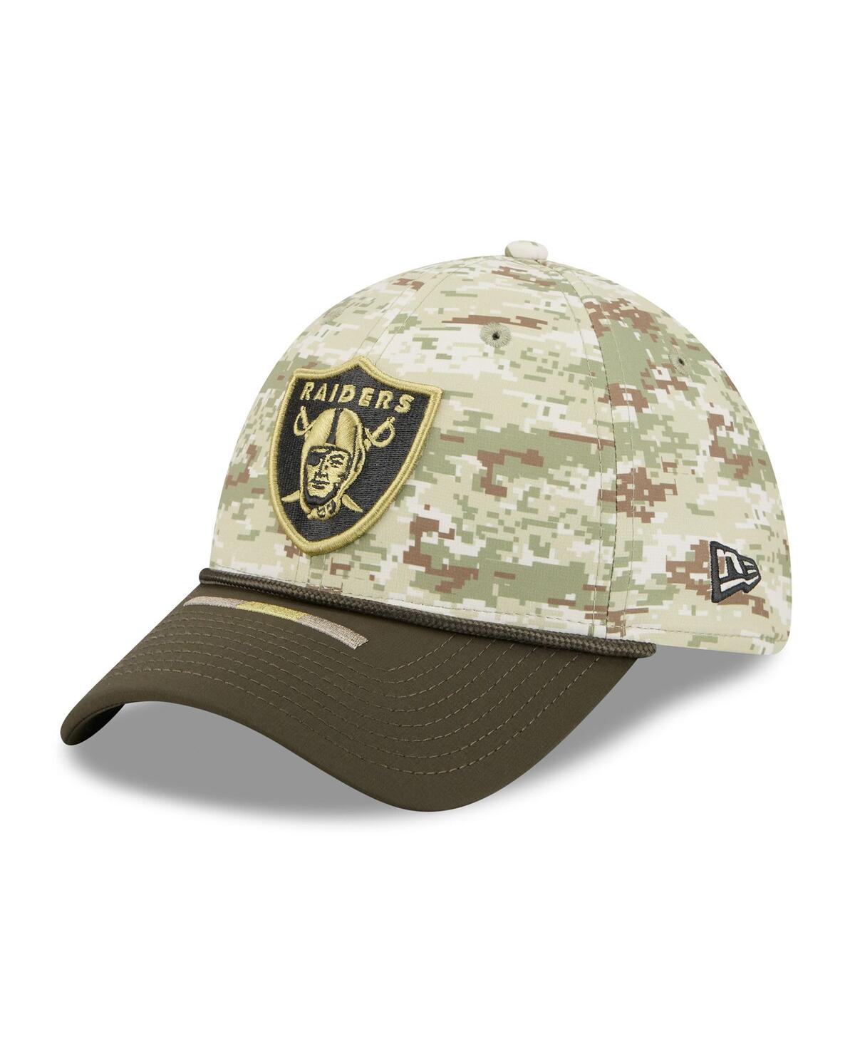 New Era Men's Camo/dark Green/dark Green Las Vegas Raiders 2025 Salute To Service 39thirty Flex Hat In Green