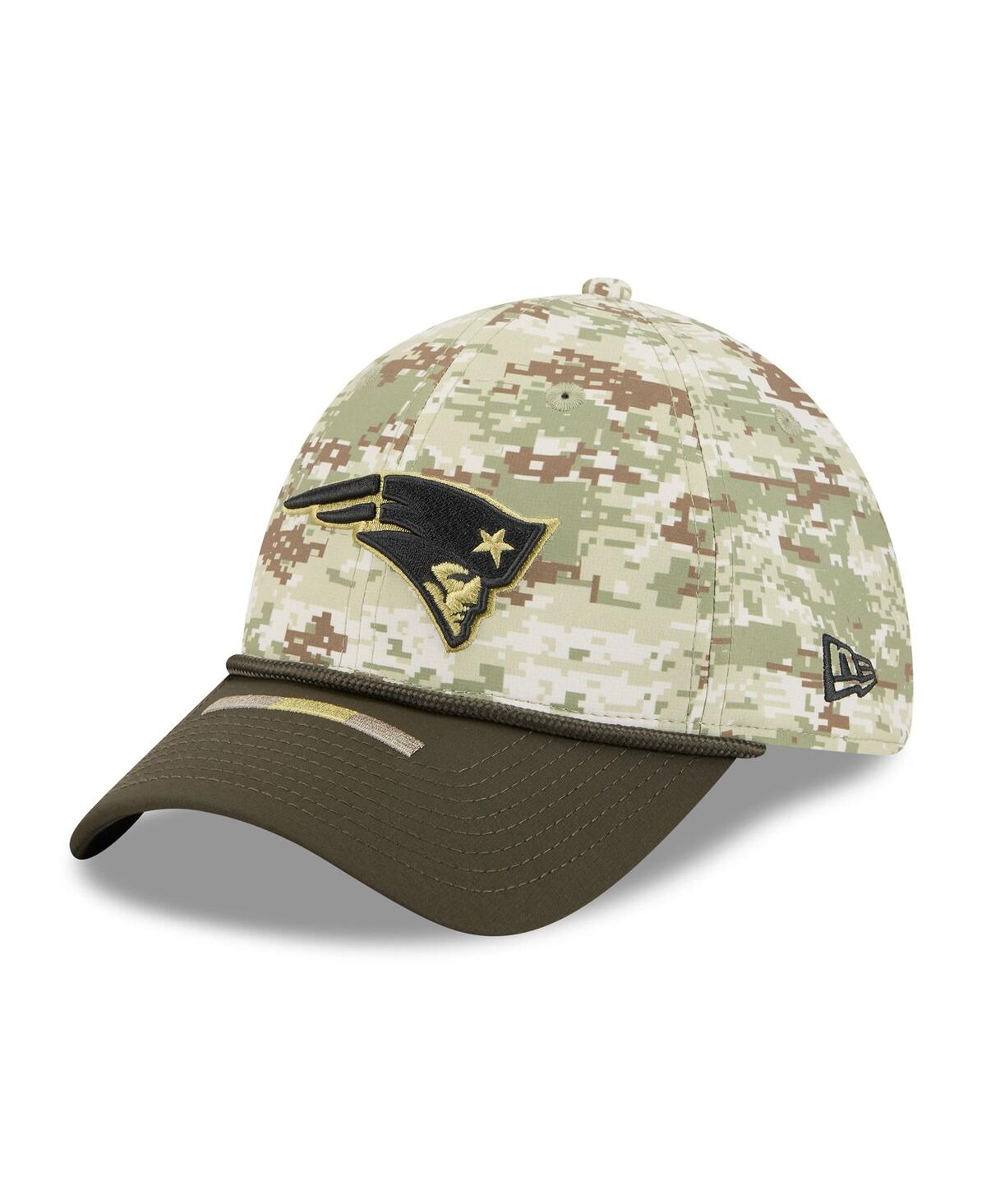 New Era Men's Camo/dark Green New England Patriots 2025 Salute To Service 39thirty Flex Hat In Green