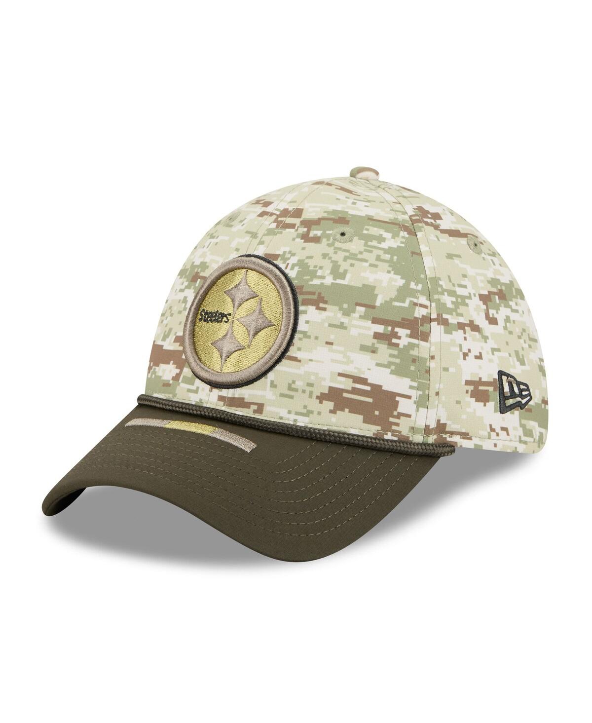 New Era Men's Camo/dark Green/dark Green Pittsburgh Steelers 2025 Salute To Service 39thirty Flex Hat In Green