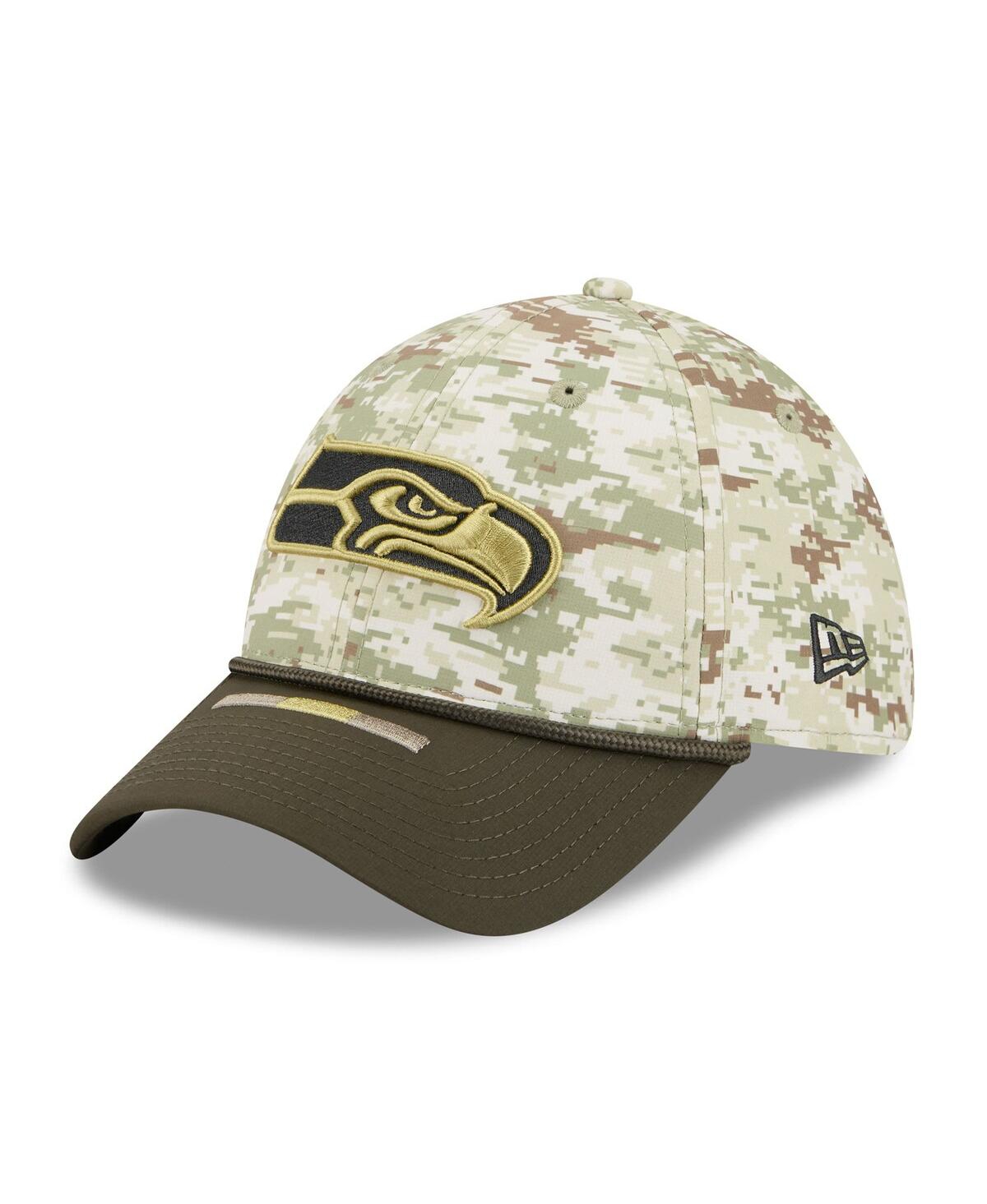 New Era Men's Camo/dark Green/dark Green Seattle Seahawks 2025 Salute To Service 39thirty Flex Hat In Green