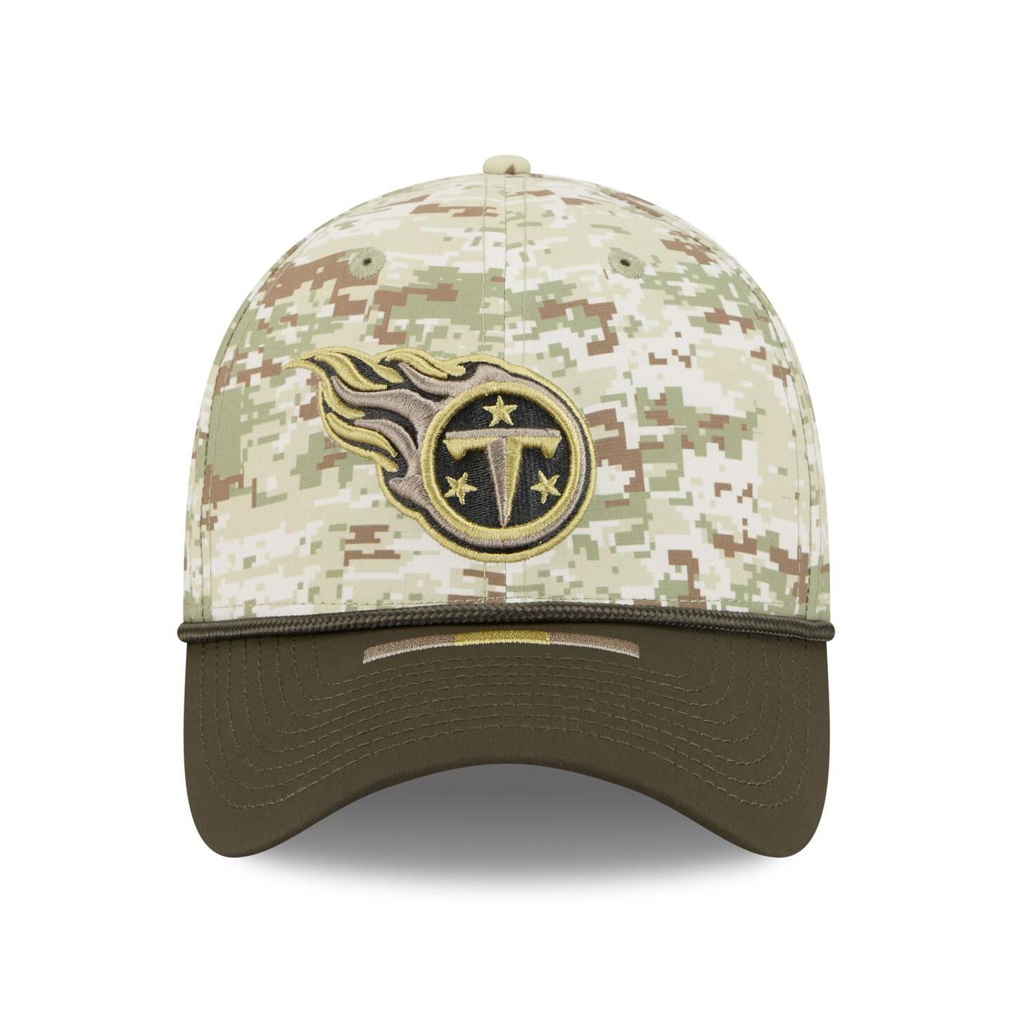 Мужская кепка New Era Camo/Dark Green Tennessee Titans 2025 Salute to Service 39THIRTY Flex Hat — фото 4