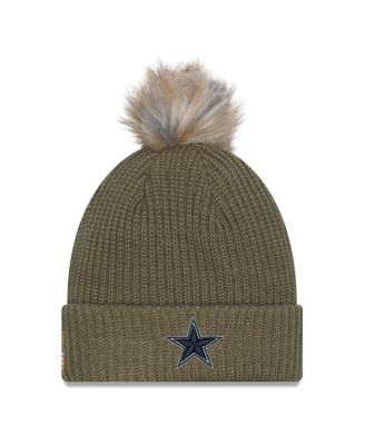 New Era - Women's Dark Green Dallas Cowboys 2025 Salute to Service Cuffed Knit with Pom Hat