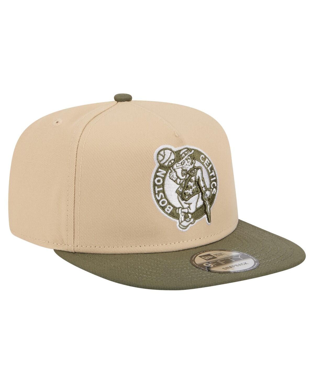 New Era Men's Khaki/olive Boston Celtics Color Pack Two-tone A-frame 9fifty Snapback Hat In Brown