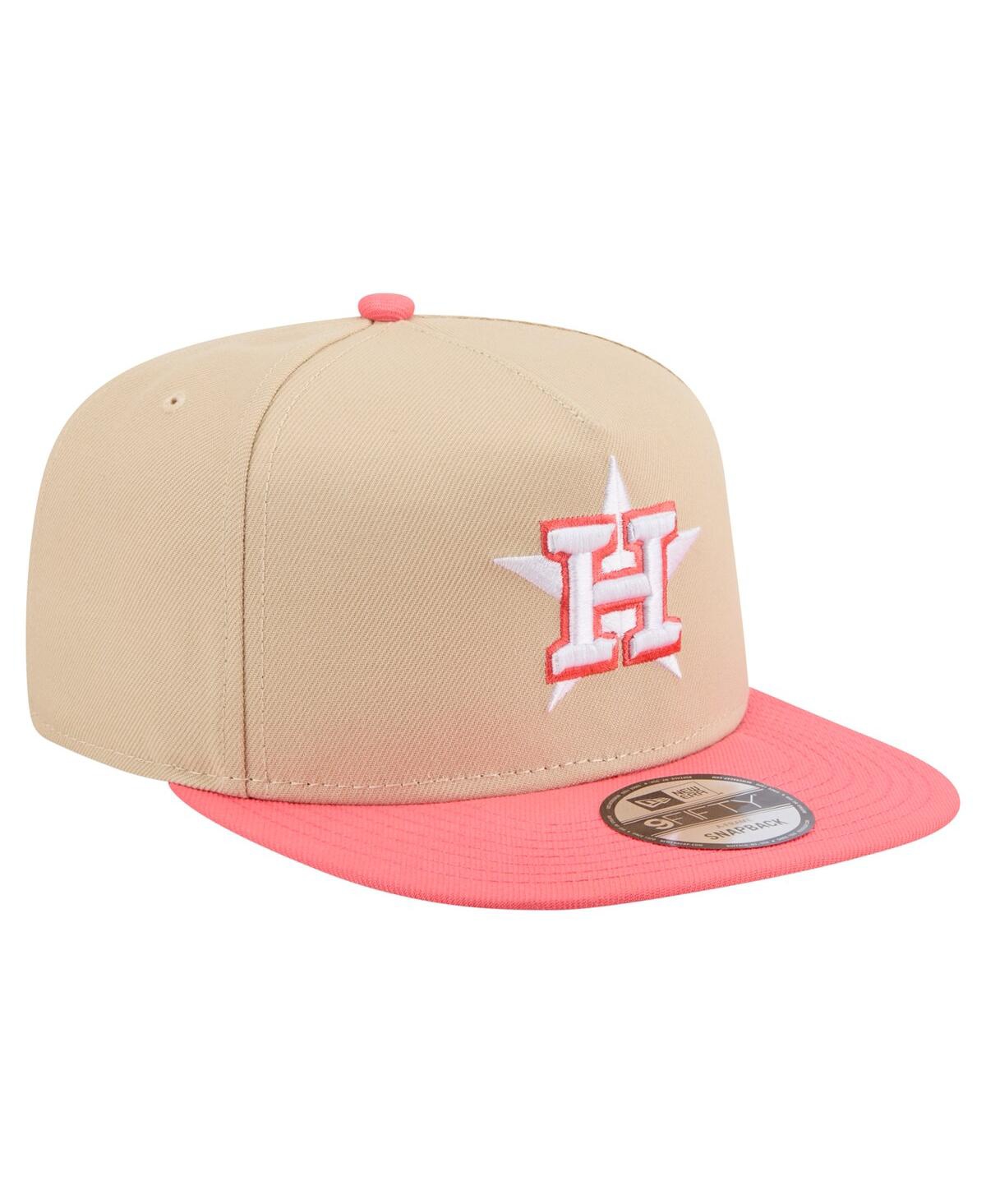 New Era Men's Light Beige/coral Houston Astros Color Pack A-frame 9fifty Snapback Hat In Pink