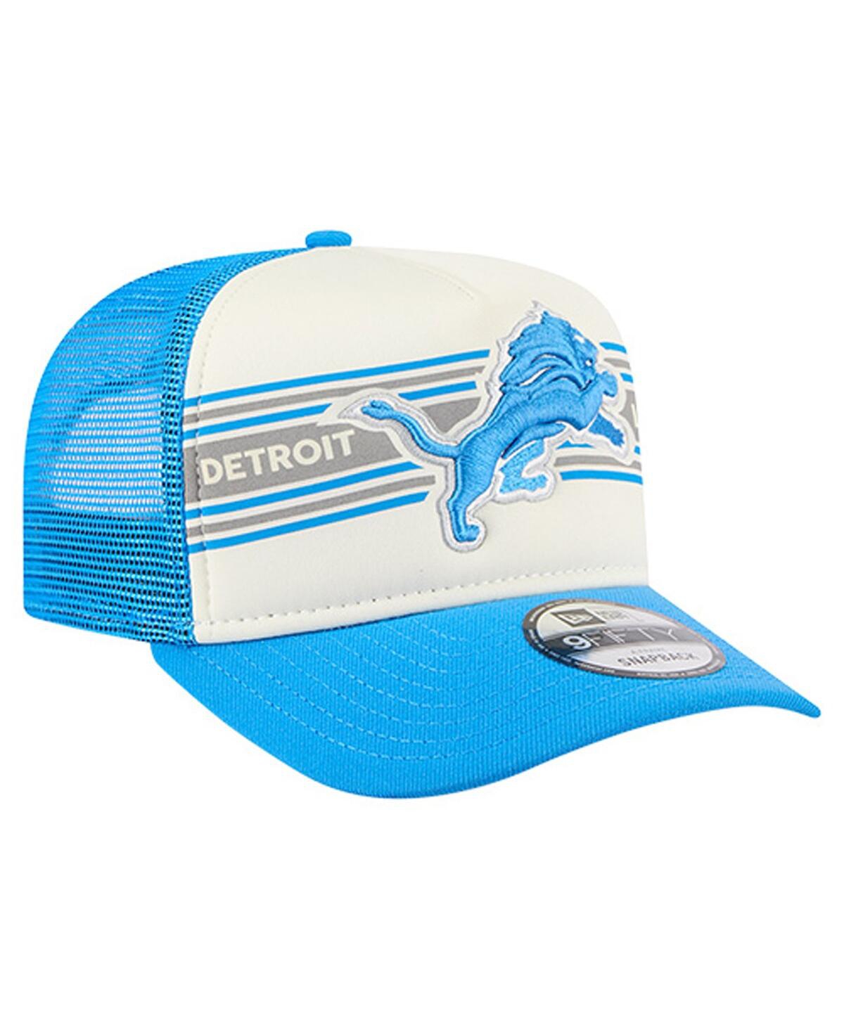 New Era Men'sâ Cream/blue Detroit Lions Banner A-frame 9fifty Trucker Snapback Hat In Blue