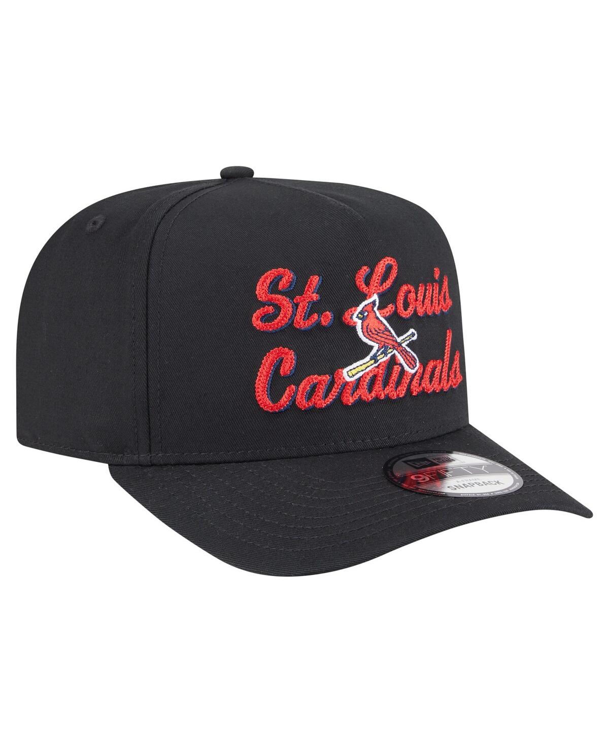 New Era Men's Black St. Louis Cardinals Chainstitch 9fifty A-frame Snapback Hat In Black