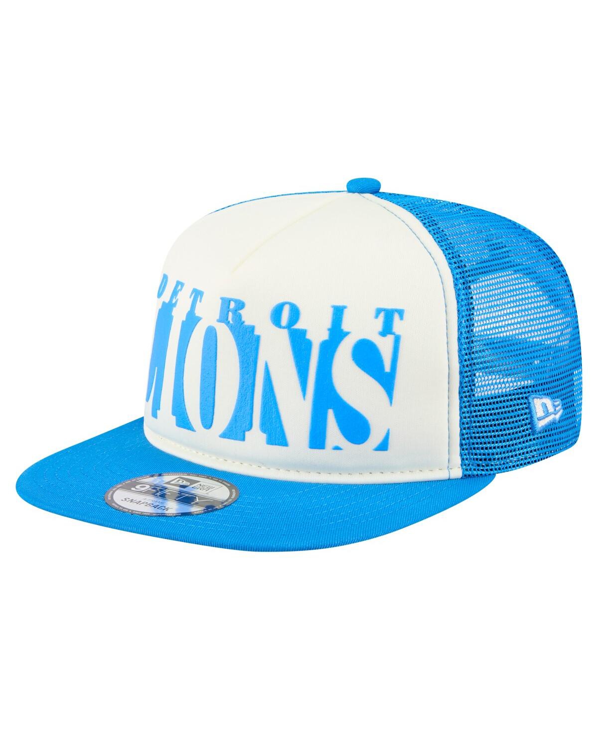 New Era Men'sâ Cream/blue Detroit Lions Cutout A-frame 9fifty Snapback Hat In Blue