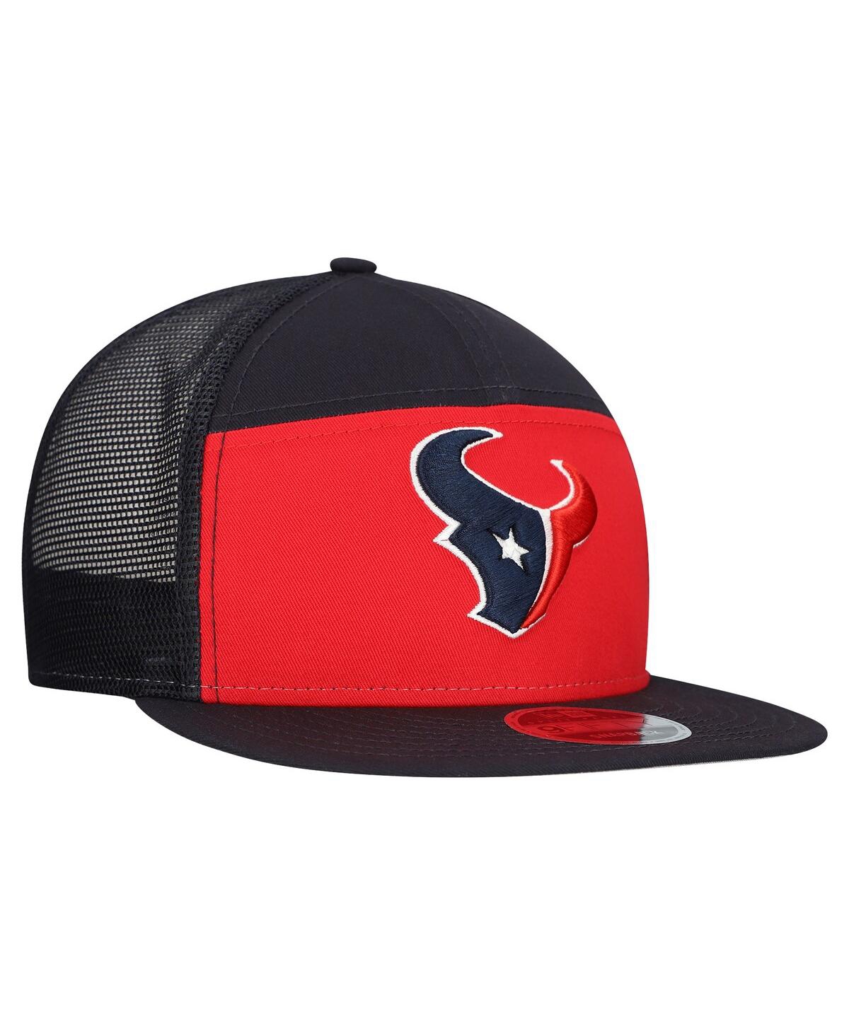 New Era Men'sâ Red/navy Houston Texans Outdoor Split Panel 9fifty Snapback Hat In Black
