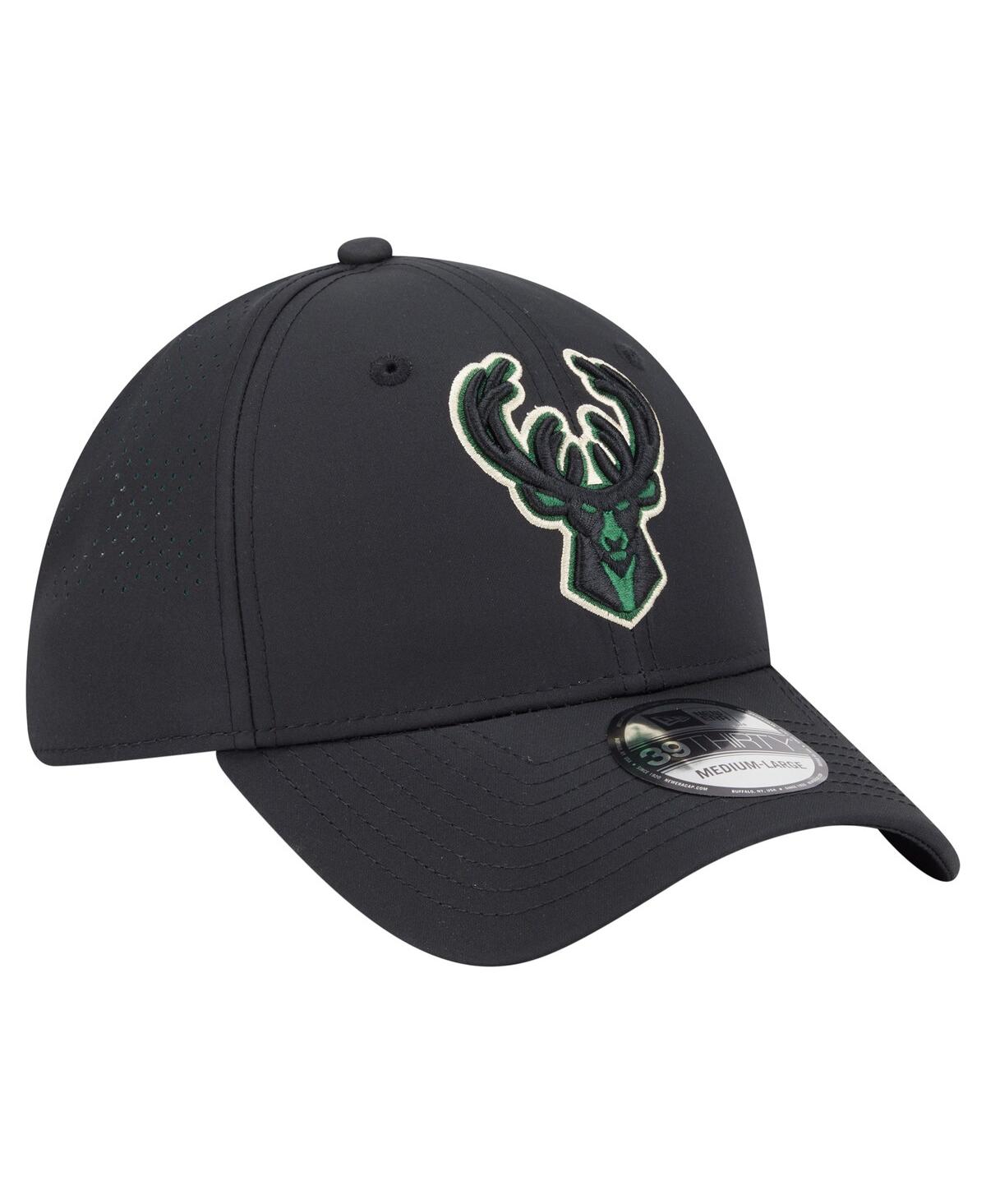 New Era Men's Black Milwaukee Bucks Night 39thirty Flex Hat In Black