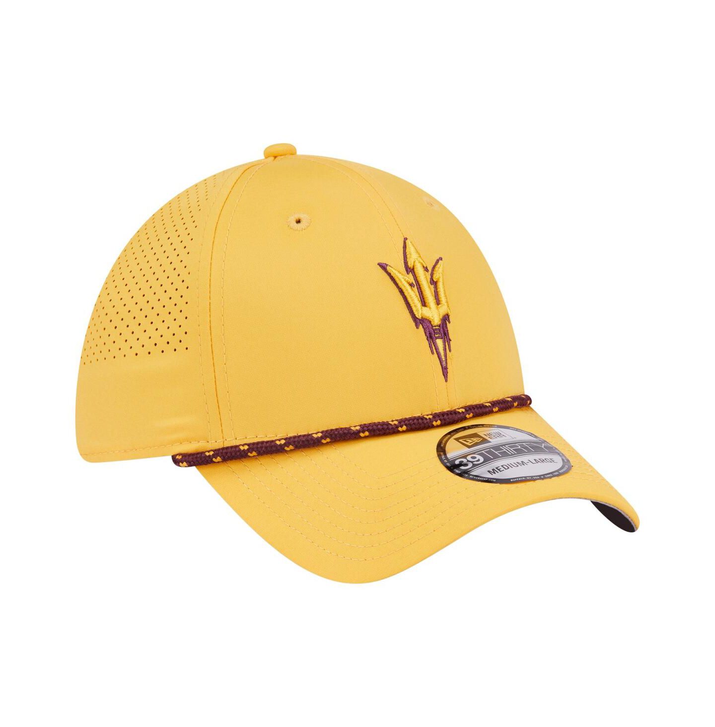 Мужская кепка New Era Gold Arizona State Sun Devils Rope 39THIRTY Flex Hat — фото 4
