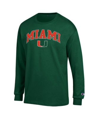 Men's&nbsp;Green Miami Hurricanes Arch Over Logo Long Sleeve T-Shirt