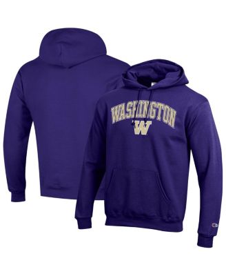 Champion - Men's&nbsp;Purple Washington Huskies Arched Logo Fleece Pullover Hoodie