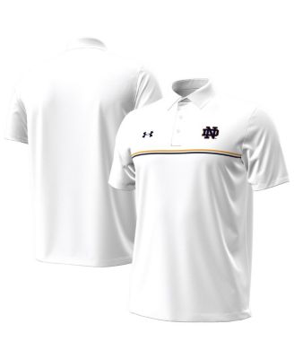 Under Armour - Men's White Notre Dame Fighting Irish Performance Drive Chest Stripe Polo Shirt