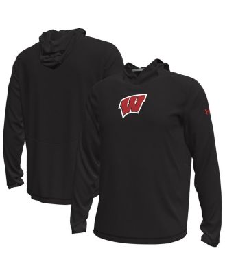 Under Armour - Men's Black Wisconsin Badgers Sideline Knockout Long-Sleeve Hooded T-Shirt