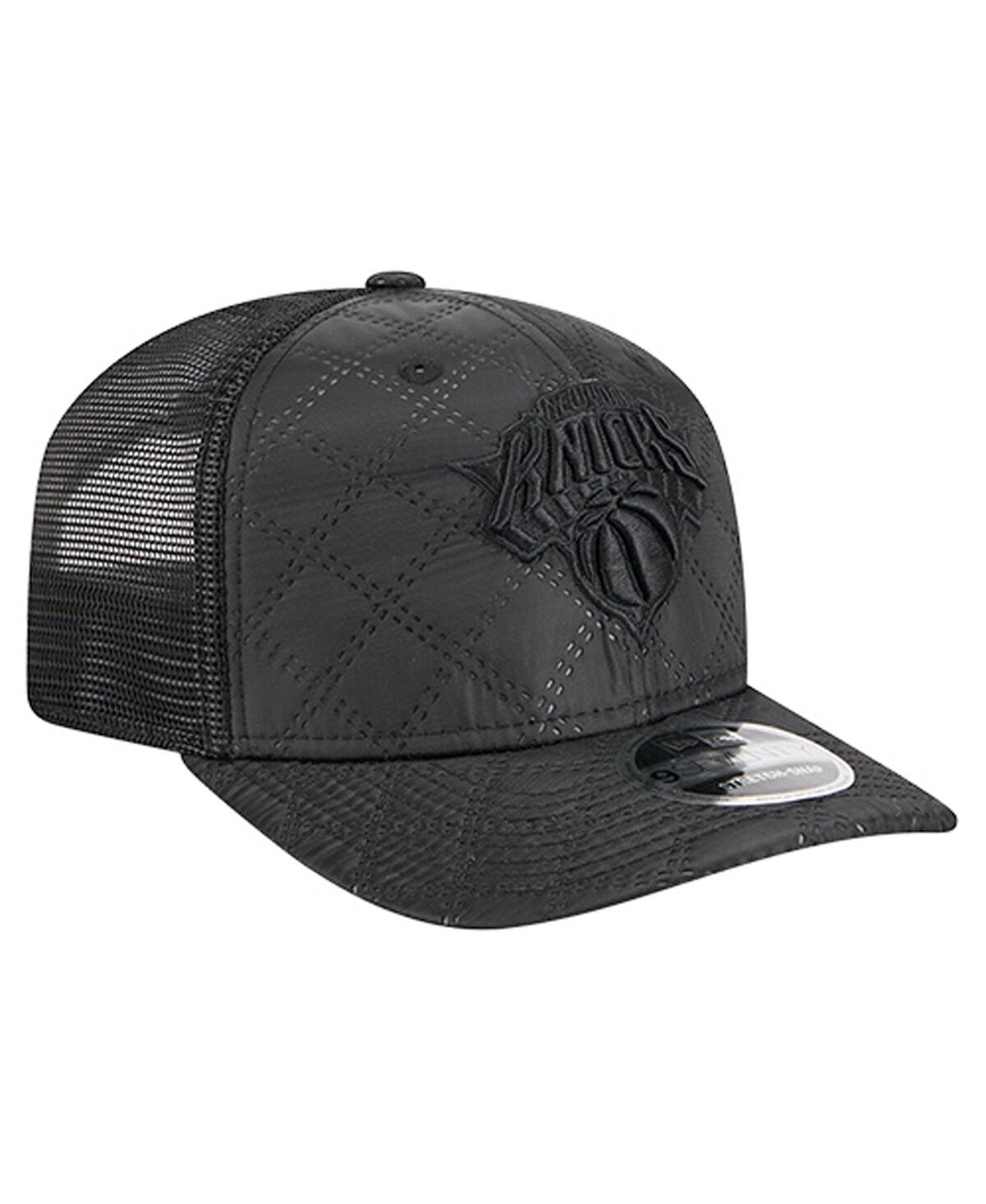 New Era Men's Black New York Knicks Quilted Nylon 9seventy Trucker Adjustable Hat In Black