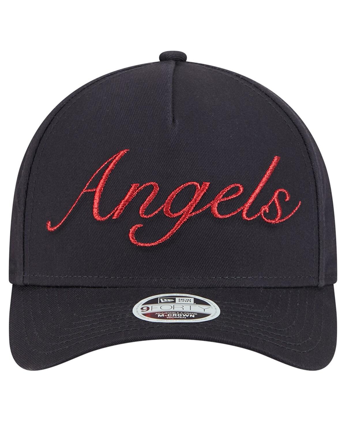 New Era Women's Navy Los Angeles Angels Metallic A-frame 9forty Adjustable Hat In Black
