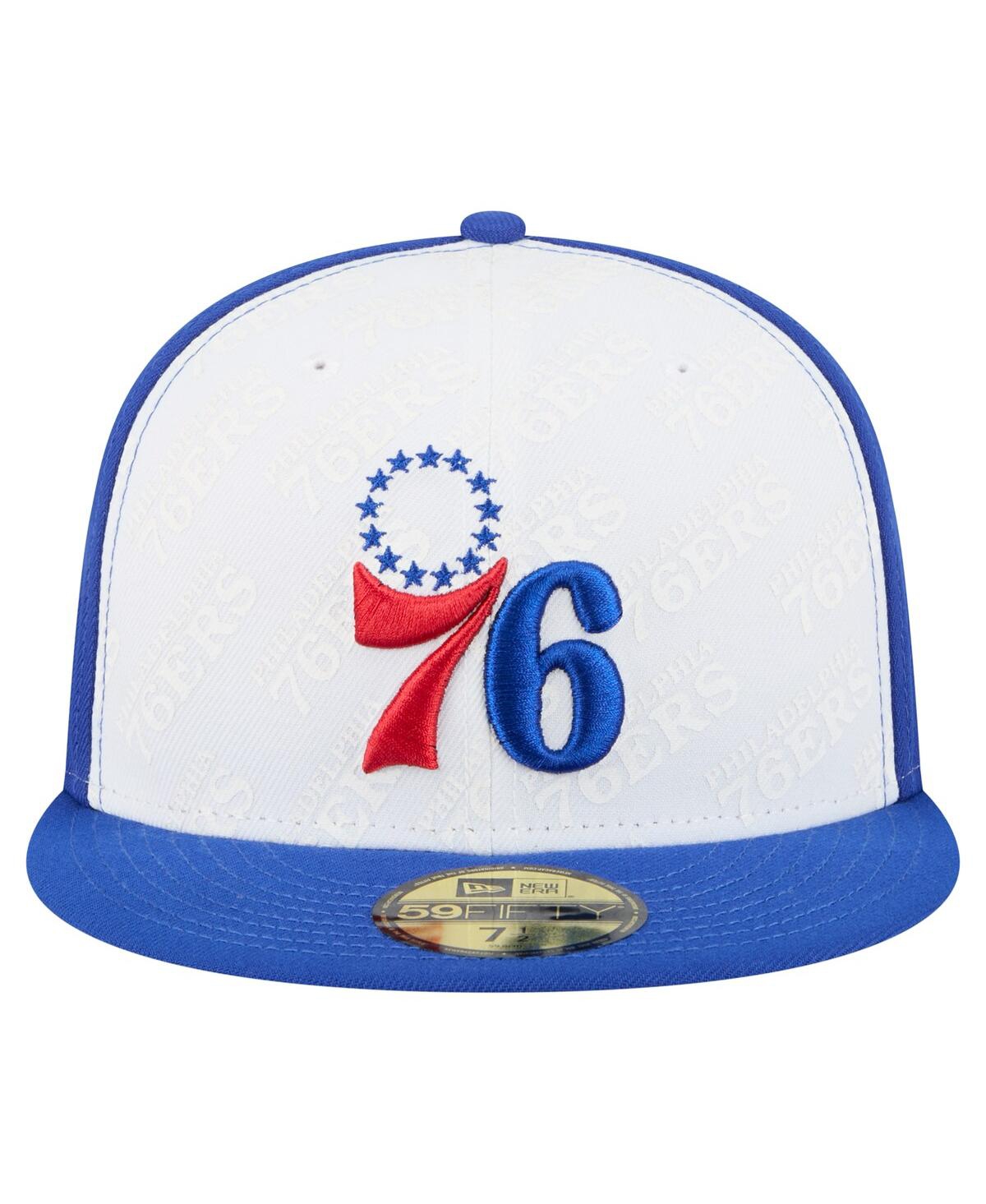 New Era Men's White/royal Philadelphia 76ers Repeat 59fifty Fitted Hat In Brown