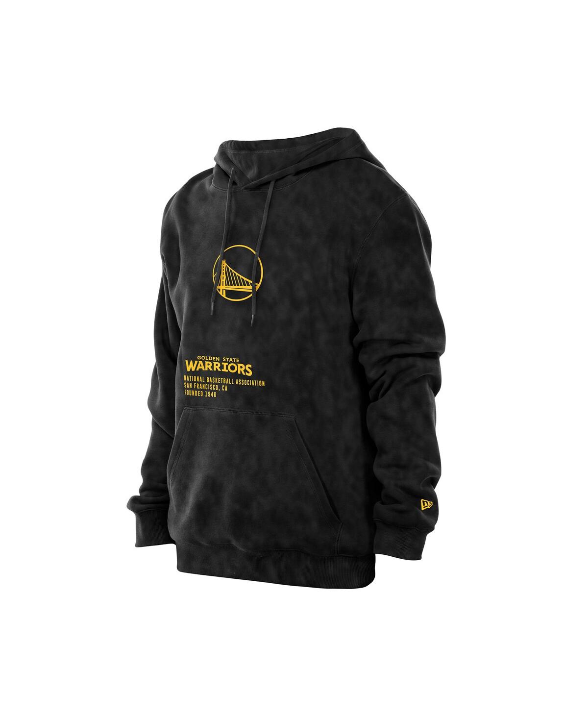 New Era Men's Black Golden State Warriors Sport Night Mineral Wash Pullover Hoodie In Black